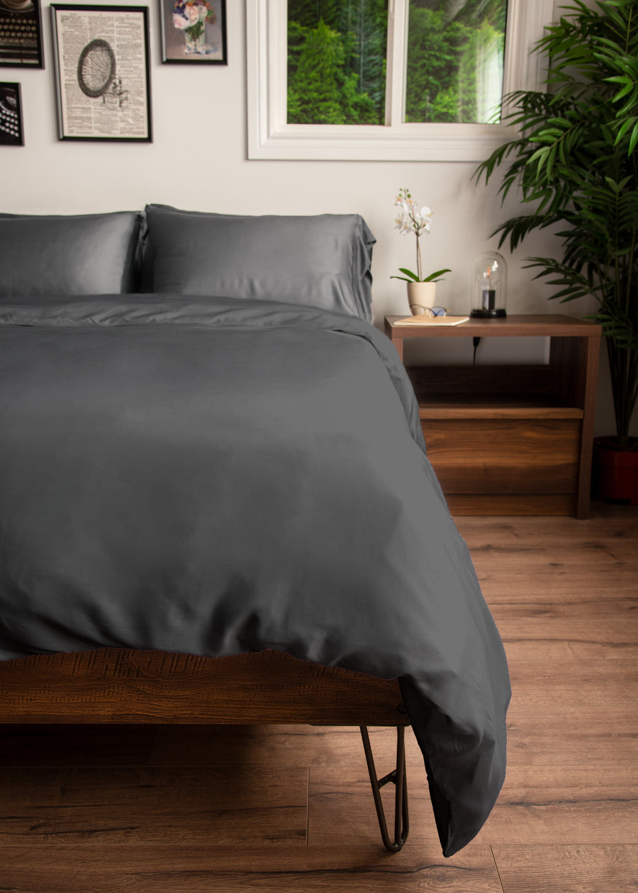 Pewter Bamboo Duvet Cover  lifestyle