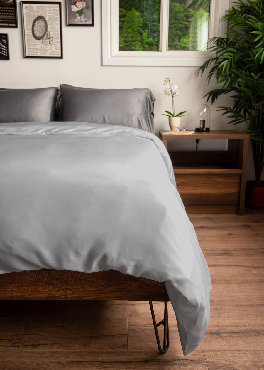 Silver Bamboo Duvet Cover lifestyle shot