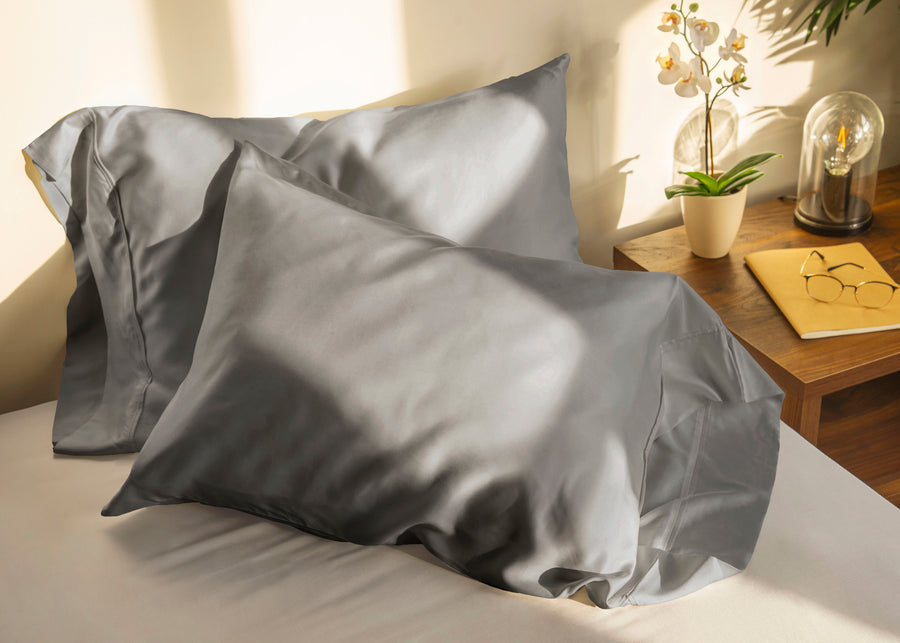 pewter bamboo pillow cases lifestyle bedroom product shot