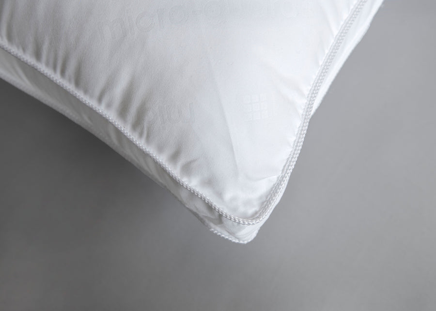white antimicrobial pillow corner closeup