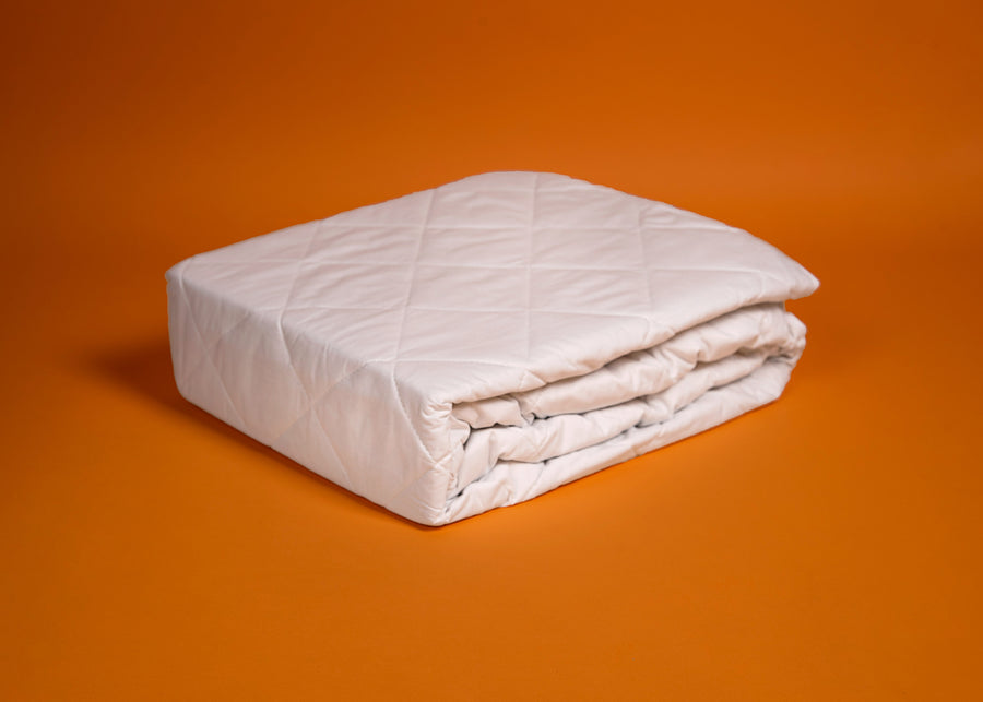 premium white quilted silk mattress pad product image