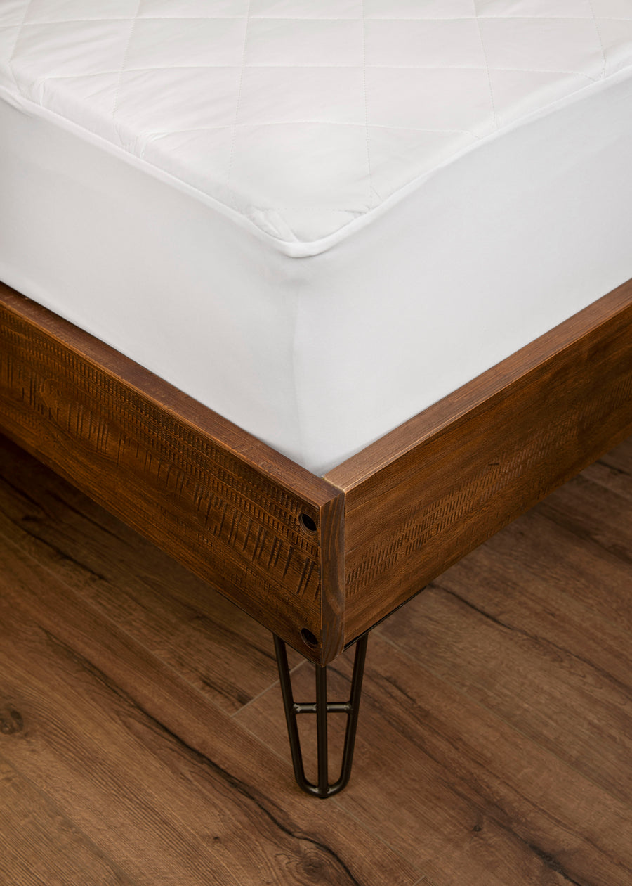 premium white quilted silk mattress pad corner fit lifestyle