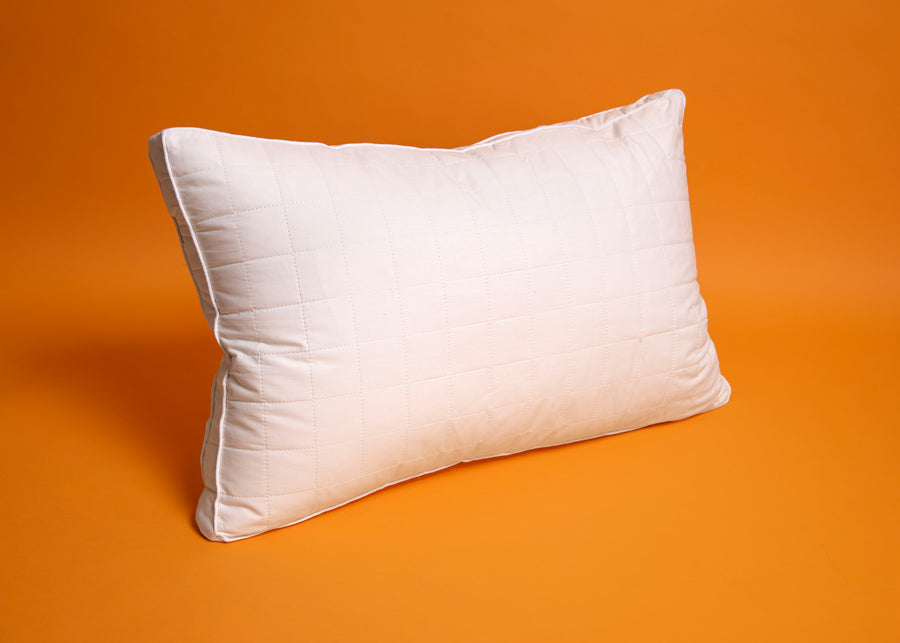 premium gusseted white quilted silk pillow