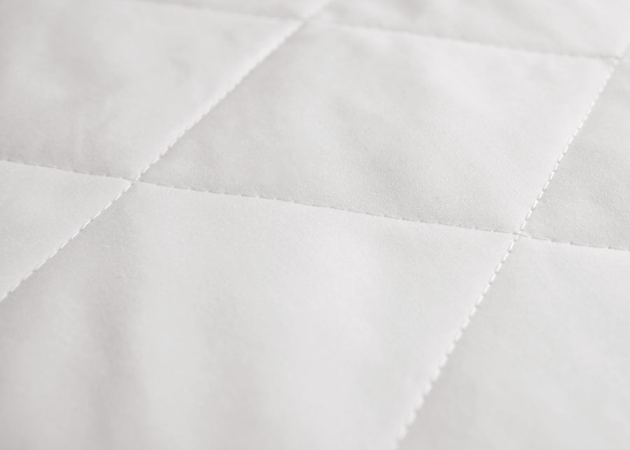 swatch texture of premium white quilted silk mattress pad
