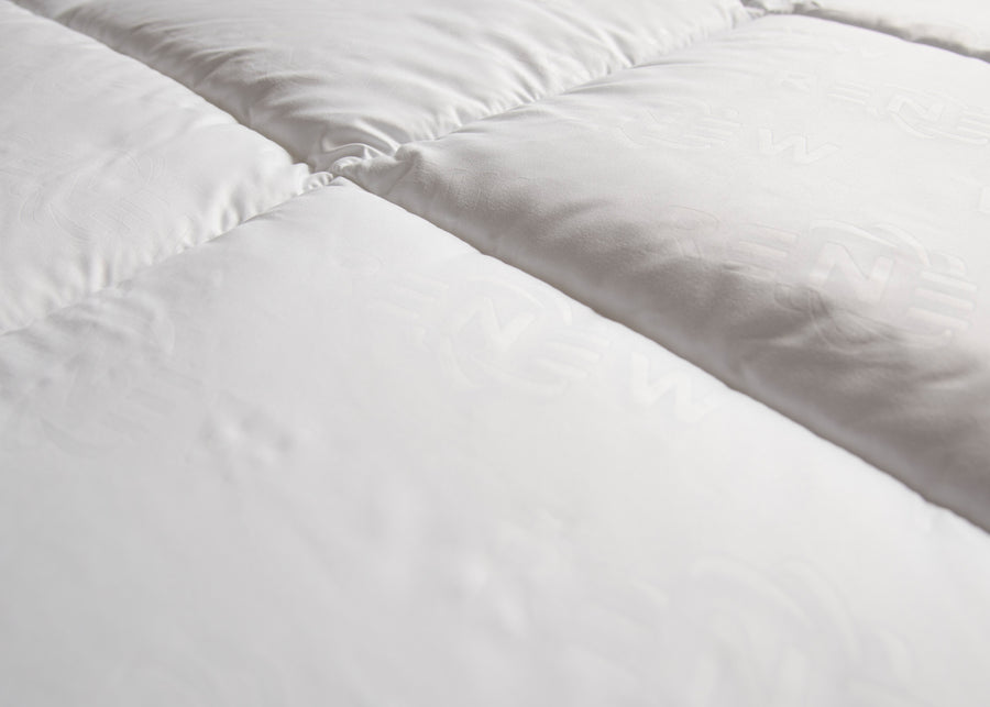 swatch texture of white recycled plastics polyester duvet