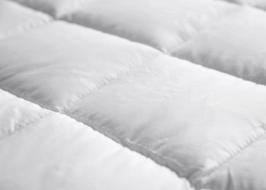 swatch texture of white recycled plastics polyester mattress pad
