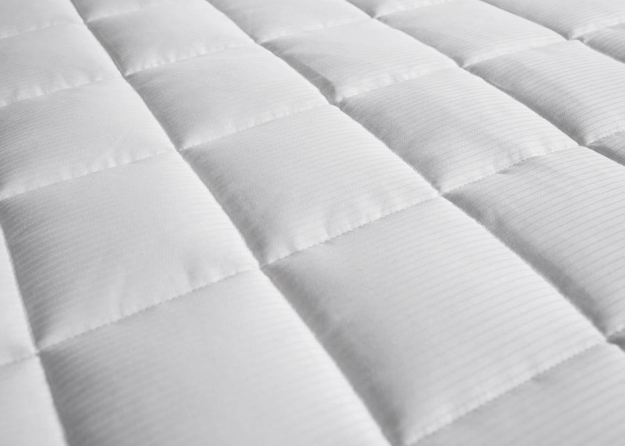 swatch texture of white striped luxury micro-cluster cotton mattress pad