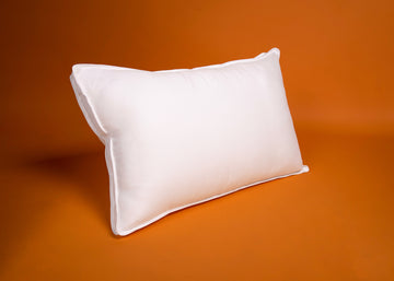queen sized white striped cotton pillow