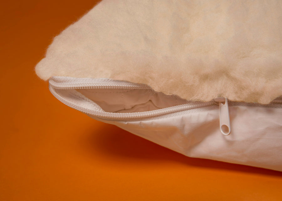 ivory wool pillow protector zipper closure